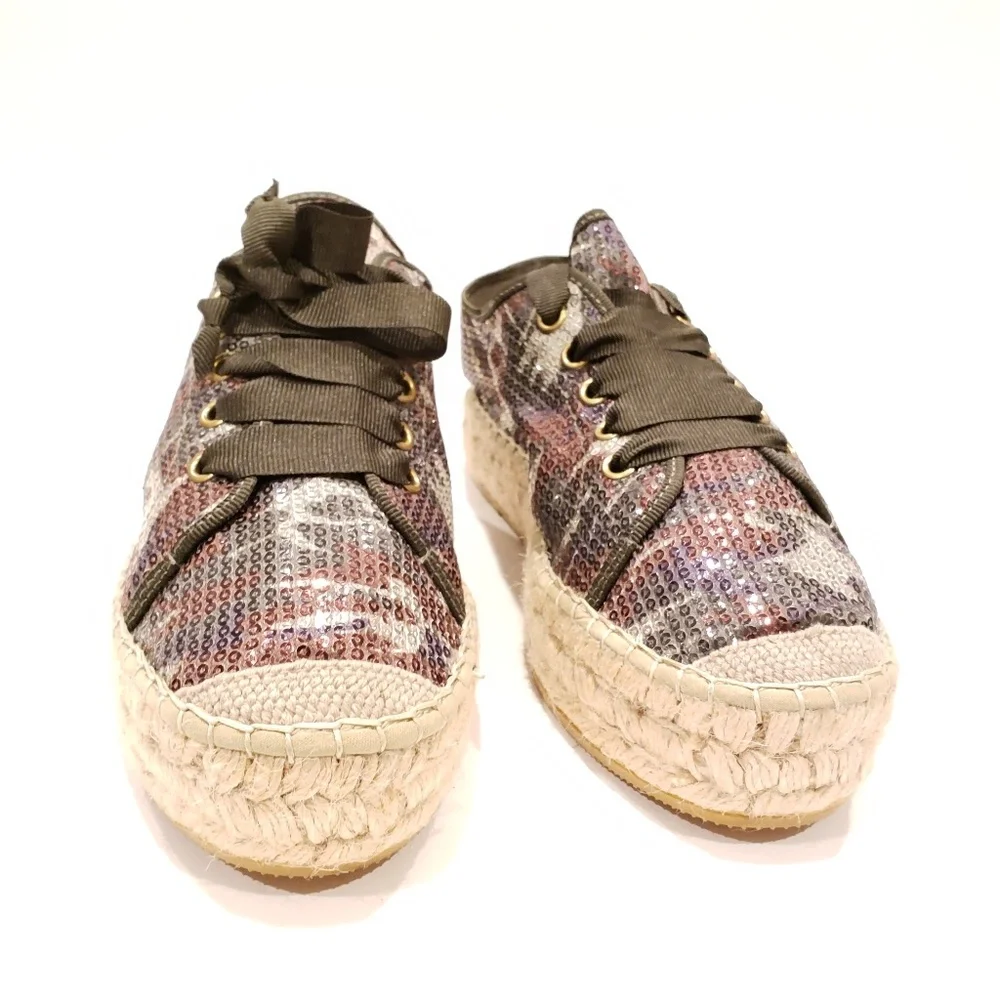 Sequin Camouflage Espadrille Sneaker - Olive Multicolor